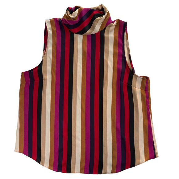 Vince Camuto Mock Neck Striped Tank Top Women’s XL Red Black Sleeveless - Picture 4 of 8